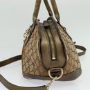 GUCCI Heart Bit GG Canvas Hand Bag 2way Brown Gold 269955 Auth 133323-4