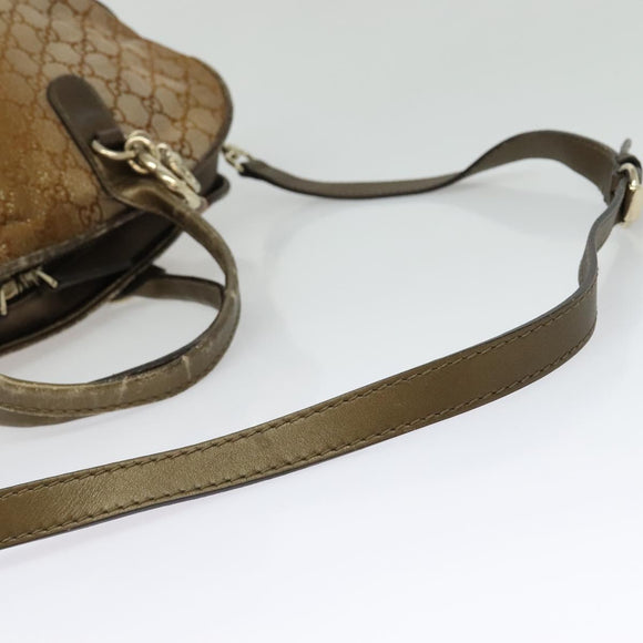 GUCCI Heart Bit GG Canvas Hand Bag 2way Brown Gold 269955 Auth 133323