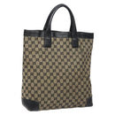 GUCCI GG Canvas Tote Bag Beige Black 002 1121 Auth 133325-1