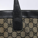 GUCCI GG Canvas Tote Bag Beige Black 002 1121 Auth 133325-10