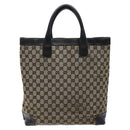 GUCCI GG Canvas Tote Bag Beige Black 002 1121 Auth 133325-2