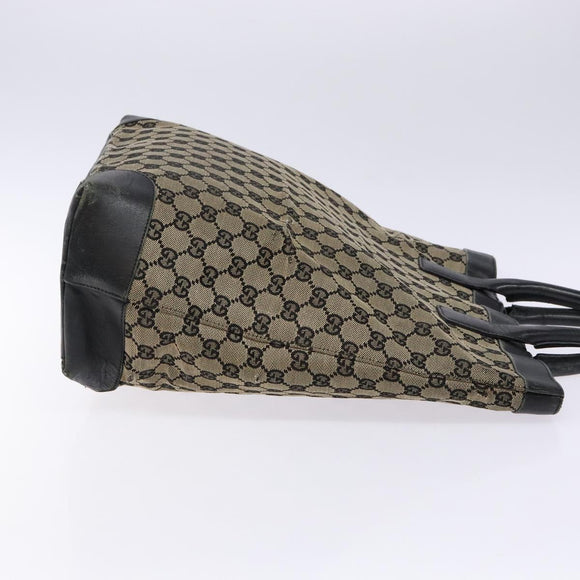 GUCCI GG Canvas Tote Bag Beige Black 002 1121 Auth 133325