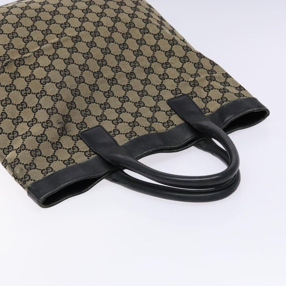 GUCCI GG Canvas Tote Bag Beige Black 002 1121 Auth 133325