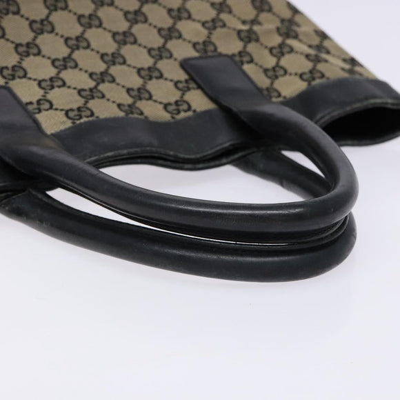 GUCCI GG Canvas Tote Bag Beige Black 002 1121 Auth 133325