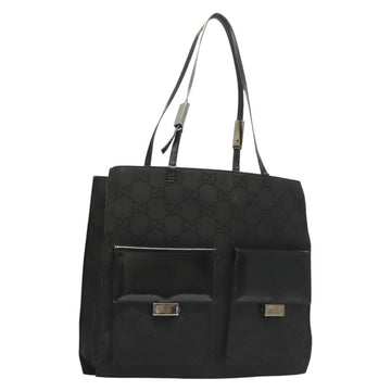 GUCCI GG Canvas Tote Bag Silver Black Auth 133326