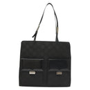 GUCCI GG Canvas Tote Bag Silver Black Auth 133326-13