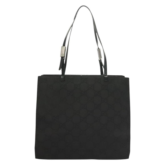 GUCCI GG Canvas Tote Bag Silver Black Auth 133326