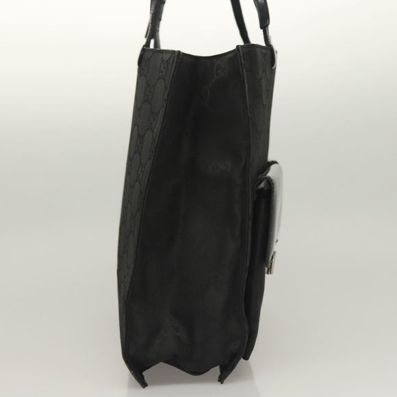 GUCCI GG Canvas Tote Bag Silver Black Auth 133326