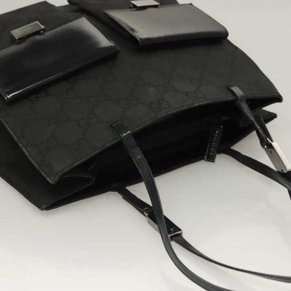 GUCCI GG Canvas Tote Bag Silver Black Auth 133326