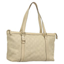 GUCCI GG Canvas Guccissima Abbey Tote Bag Leather White Gold 141470 Auth 133333-1