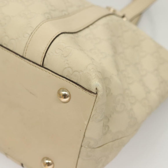 GUCCI GG Canvas Guccissima Abbey Tote Bag Leather White Gold 141470 Auth 133333