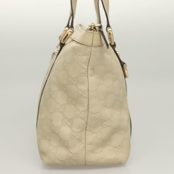 GUCCI GG Canvas Guccissima Abbey Tote Bag Leather White Gold 141470 Auth 133333