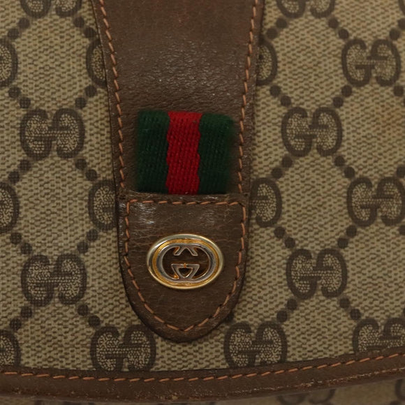 GUCCI GG Supreme Web Sherry Line Clutch Bag PVC Beige Gold 89 01 030 Auth 133336