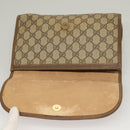 GUCCI GG Supreme Web Sherry Line Clutch Bag PVC Beige Gold 89 01 030 Auth 133336-8