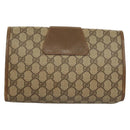 GUCCI GG Supreme Web Sherry Line Clutch Bag PVC Beige Gold 89 01 030 Auth 133336-2