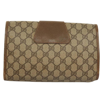 GUCCI GG Supreme Web Sherry Line Clutch Bag PVC Beige Gold 89 01 030 Auth 133336 - 0