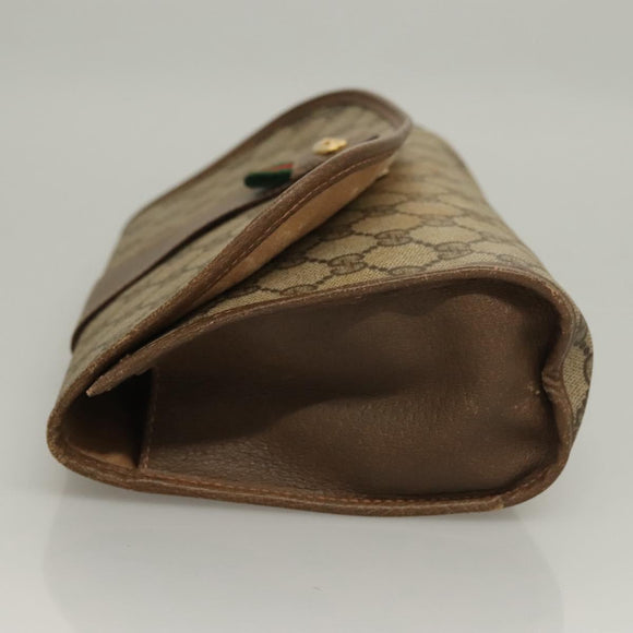 GUCCI GG Supreme Web Sherry Line Clutch Bag PVC Beige Gold 89 01 030 Auth 133336