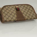 GUCCI GG Supreme Web Sherry Line Clutch Bag PVC Beige Gold 89 01 030 Auth 133336-5