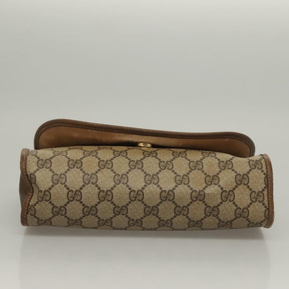 GUCCI GG Supreme Web Sherry Line Clutch Bag PVC Beige Gold 89 01 030 Auth 133336