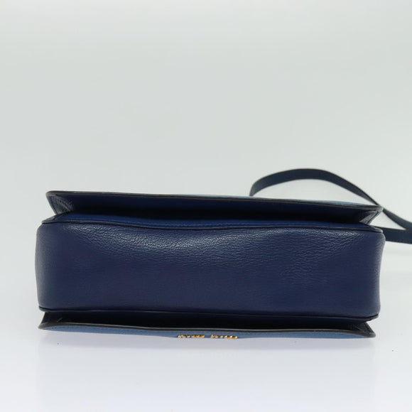 Miu Miu Hand Bag Leather 2way Blue Gold Auth 133346