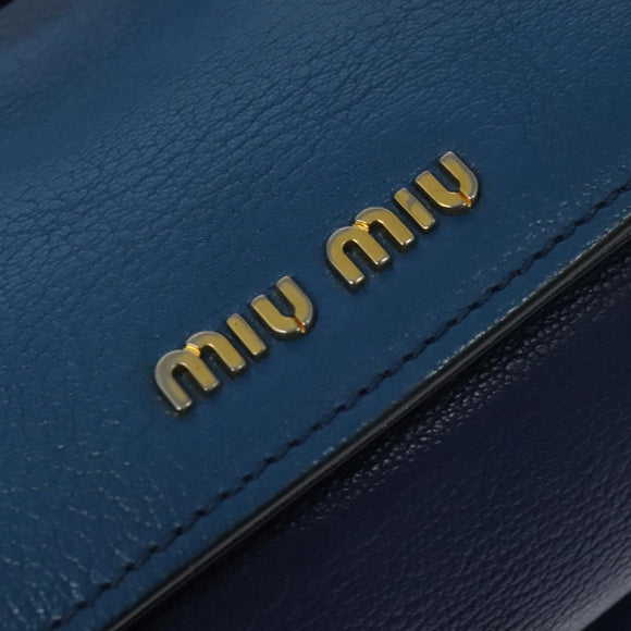 Miu Miu Hand Bag Leather 2way Blue Gold Auth 133346