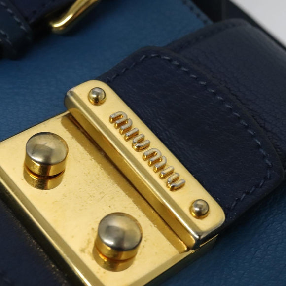 Miu Miu Hand Bag Leather 2way Blue Gold Auth 133346