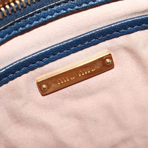 Miu Miu Hand Bag Leather 2way Blue Gold Auth 133346