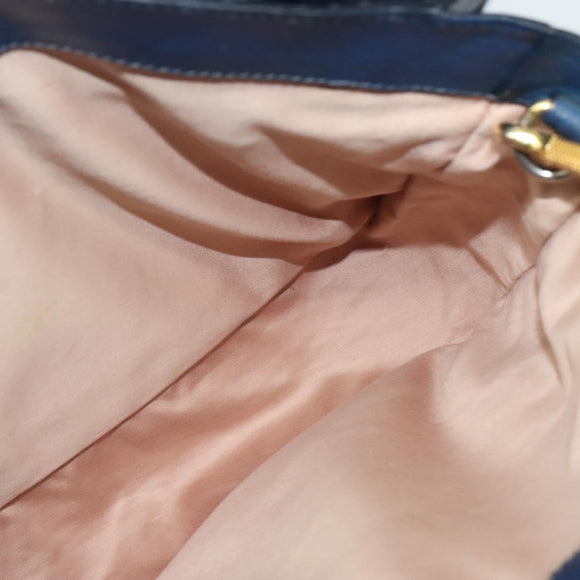 Miu Miu Hand Bag Leather 2way Blue Gold Auth 133346