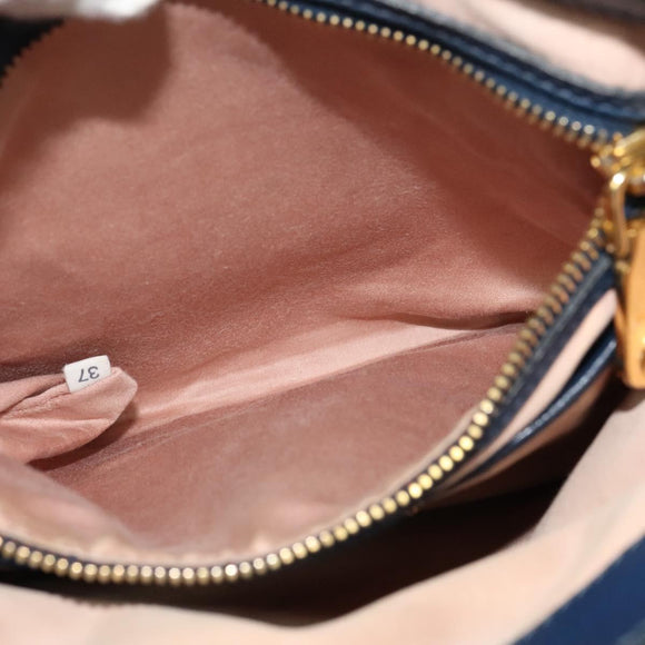 Miu Miu Hand Bag Leather 2way Blue Gold Auth 133346