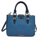 Miu Miu Hand Bag Leather 2way Blue Gold Auth 133346-2