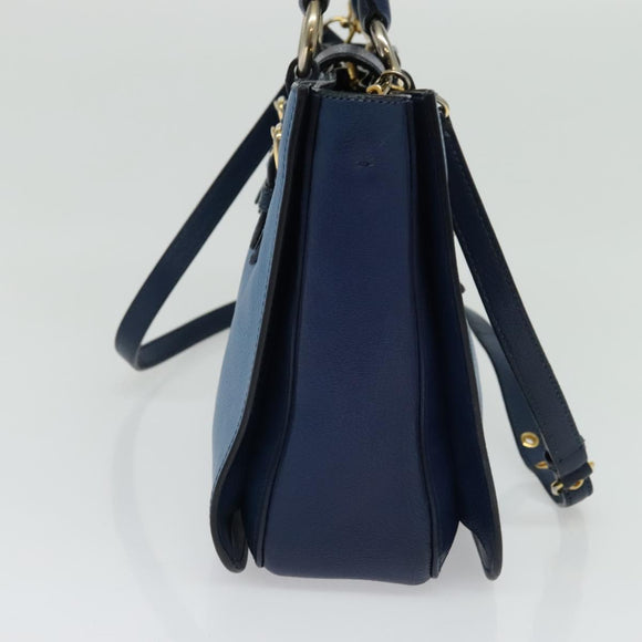 Miu Miu Hand Bag Leather 2way Blue Gold Auth 133346