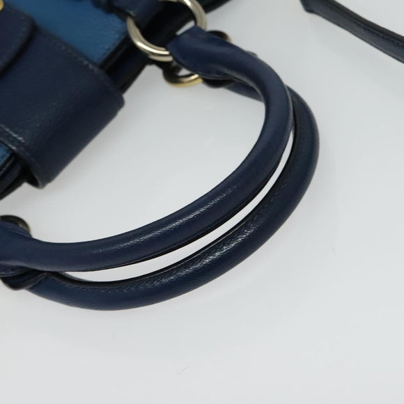 Miu Miu Hand Bag Leather 2way Blue Gold Auth 133346