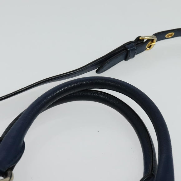 Miu Miu Hand Bag Leather 2way Blue Gold Auth 133346