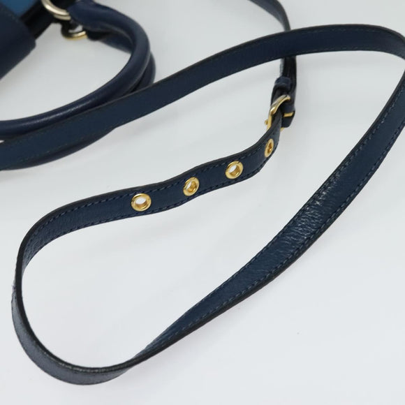 Miu Miu Hand Bag Leather 2way Blue Gold Auth 133346