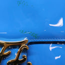 FENDI Curligraphy Shoulder Bag Patent leather Blue Auth 133349-14