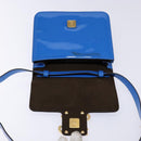 FENDI Curligraphy Shoulder Bag Patent leather Blue Auth 133349-16
