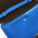 FENDI Curligraphy Shoulder Bag Patent leather Blue Auth 133349-17