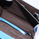 FENDI Curligraphy Shoulder Bag Patent leather Blue Auth 133349-19