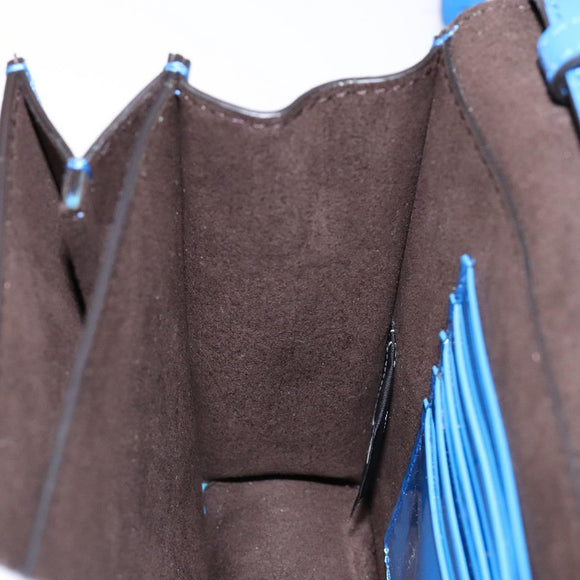 FENDI Curligraphy Shoulder Bag Patent leather Blue Auth 133349