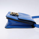 FENDI Curligraphy Shoulder Bag Patent leather Blue Auth 133349-4