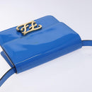 FENDI Curligraphy Shoulder Bag Patent leather Blue Auth 133349-6