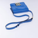 FENDI Curligraphy Shoulder Bag Patent leather Blue Auth 133349-7