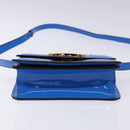 FENDI Curligraphy Shoulder Bag Patent leather Blue Auth 133349-9