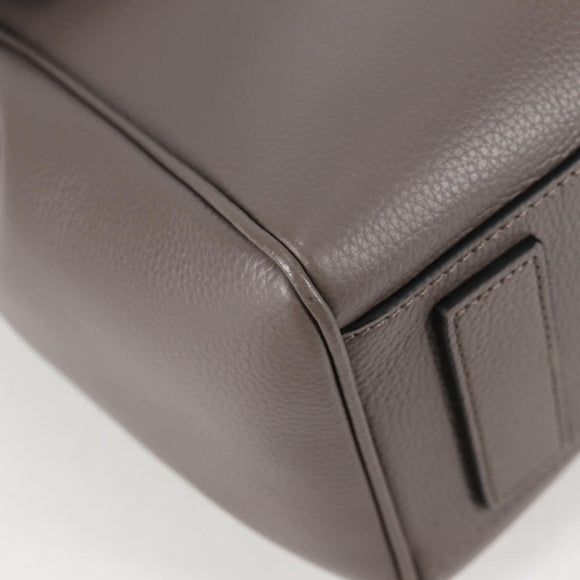 VERSACE Hand Bag Leather 2way Gray Gold Auth 133351