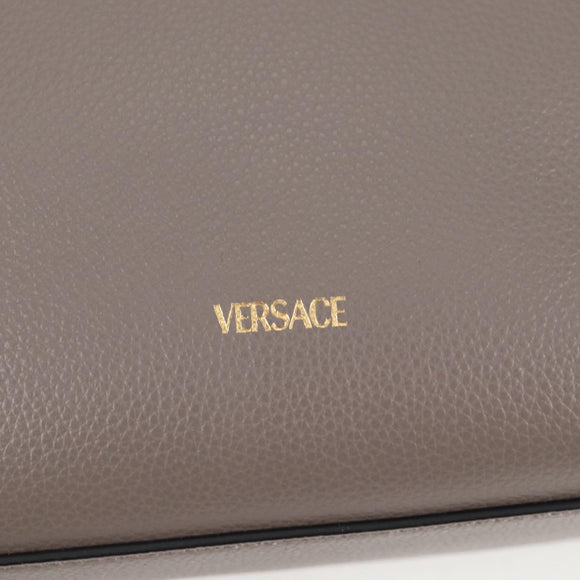 VERSACE Hand Bag Leather 2way Gray Gold Auth 133351