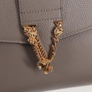 VERSACE Hand Bag Leather 2way Gray Gold Auth 133351-19