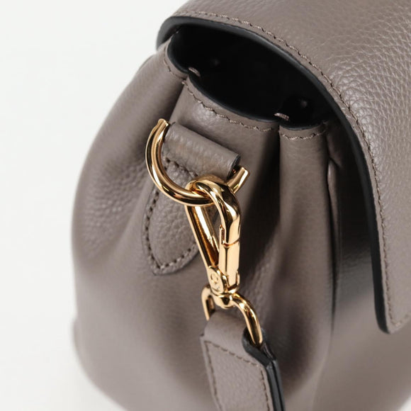 VERSACE Hand Bag Leather 2way Gray Gold Auth 133351