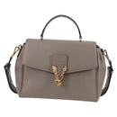 VERSACE Hand Bag Leather 2way Gray Gold Auth 133351-13