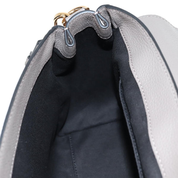 VERSACE Hand Bag Leather 2way Gray Gold Auth 133351