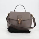VERSACE Hand Bag Leather 2way Gray Gold Auth 133351-12